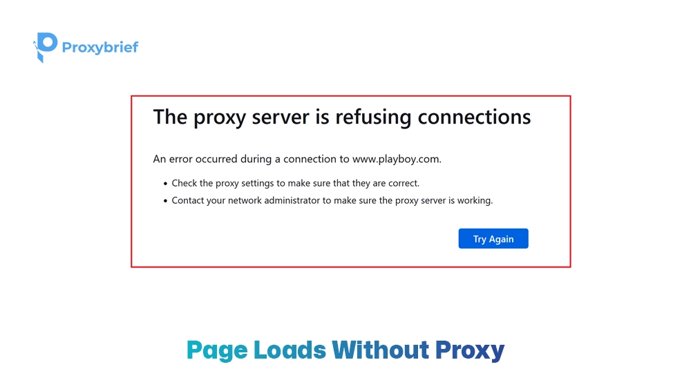 Page Loads Without Proxy