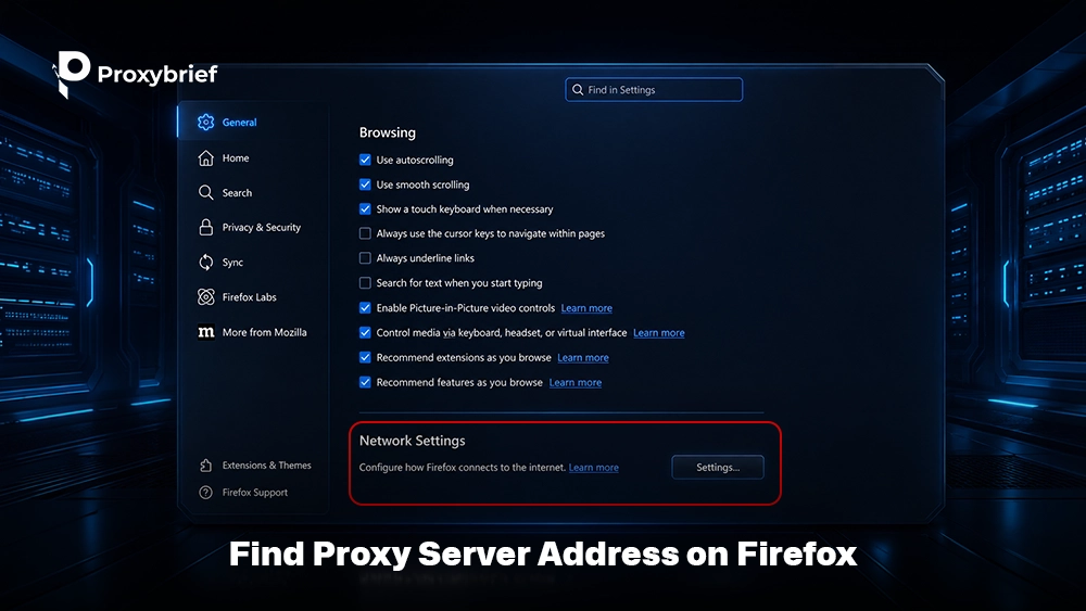 Find Proxy Server Address on Firefox